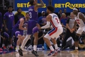 挑战成功!基昂特·乔治贴着CC出手三分吹进攻犯规&爵士挑战成功